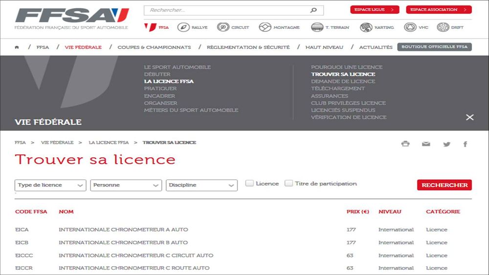 Licence FFSA 2017